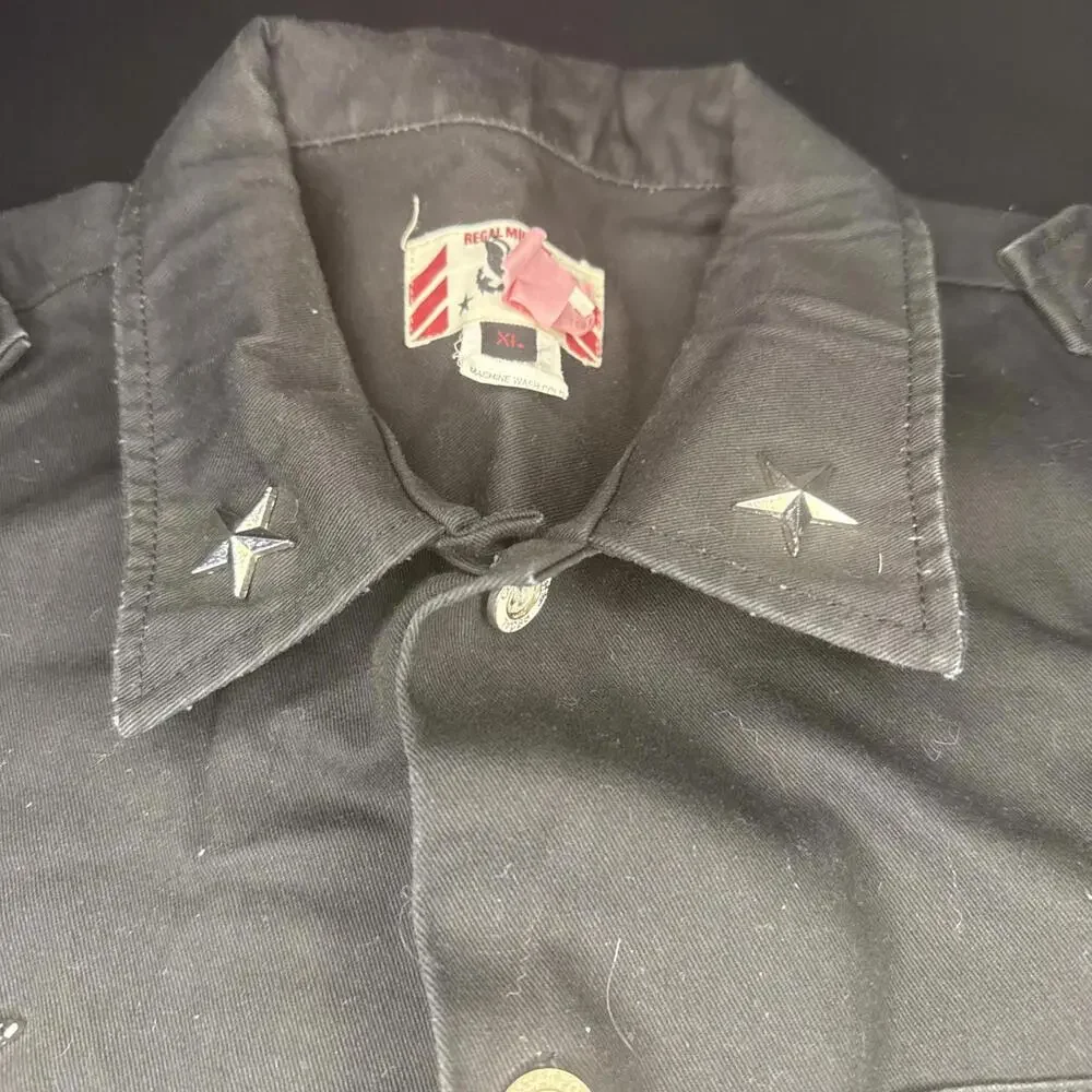 REGAL MILITARY COMBAT FORCE SHIRT Black PATCHES SIZE XL SHORT SLEEVE - Picture 2 of 11